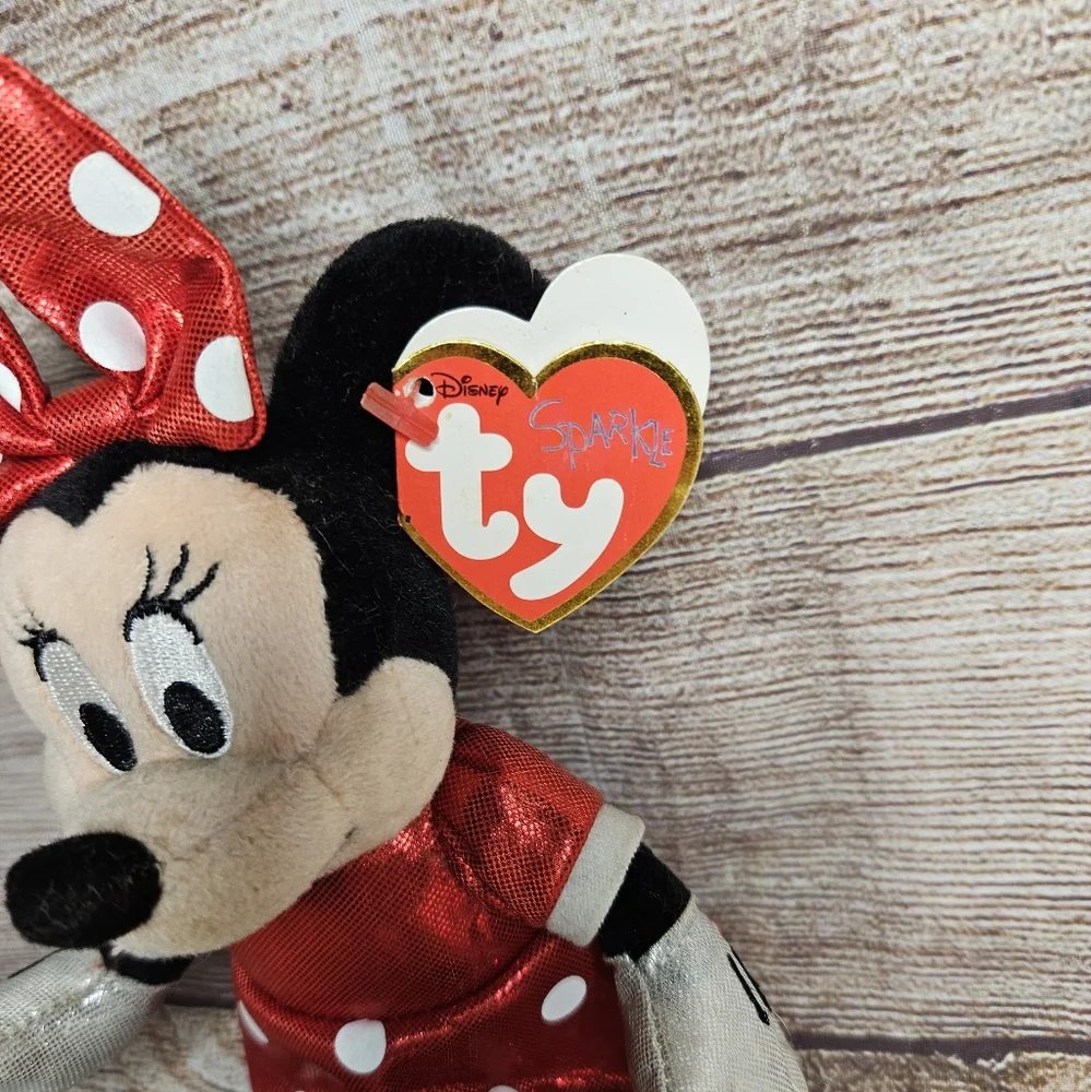 TY beanie babies Disney Minnie Mouse sparkle plush